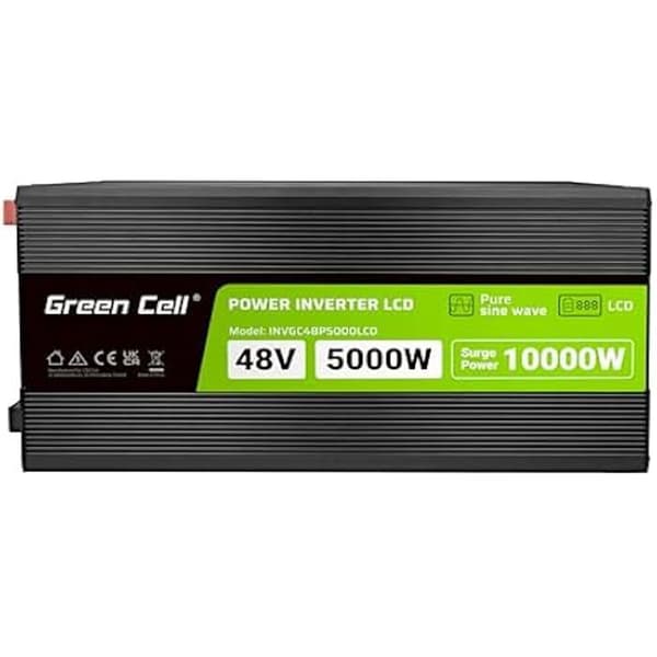Green Cell LCD spänningsomvandlare 5000W/10000W 48V till 230V ren sinusvåg spänningsomvandlare