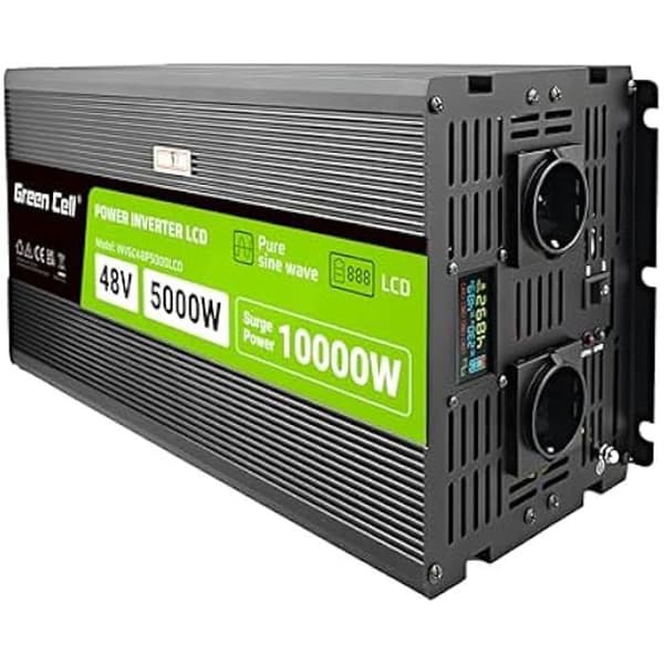 Green Cell LCD spänningsomvandlare 5000W/10000W 48V till 230V ren sinusvåg spänningsomvandlare Svart