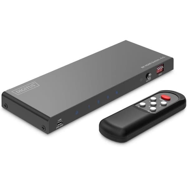 HDMI-switch 4x1 - DIGITUS - DS-55335 - 8K60Hz - HDCP 2.3 - Fjärrkontroll