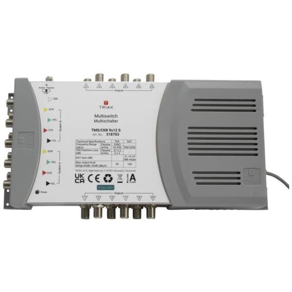 Triax TMS-CKR 9x12 S Multikabelswitch SAT-ingångar (multikabelswitch): 9 (8 SAT-1 jord) Antal abonnenter: 12
