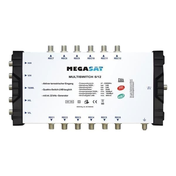 Megasat Multiswitch 5-12 Mark-till-satellit signal flera switchar