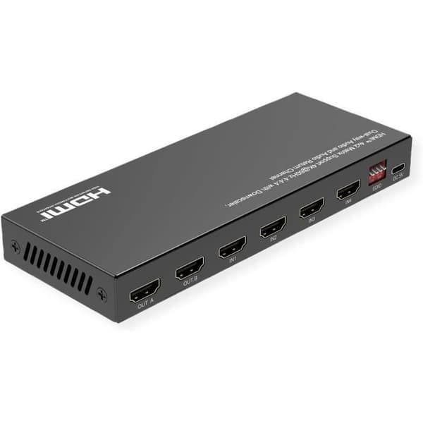 HDMI 4K matrisväxel - VALUE - 4x2 - IR fjärrkontroll - HDCP 2.2 - Båda riktningars ljudutvinning