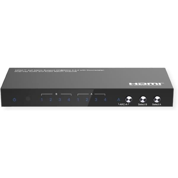 HDMI 4K matrisväxel - VALUE - 4x2 - IR fjärrkontroll - HDCP 2.2 - Båda riktningars ljudutvinning