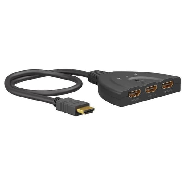 HDMI-switch - Goobay - 3 till 1 - 2 HDMI-portar - Upplösning 4K @ 60 Hz - Automatisk omkoppling