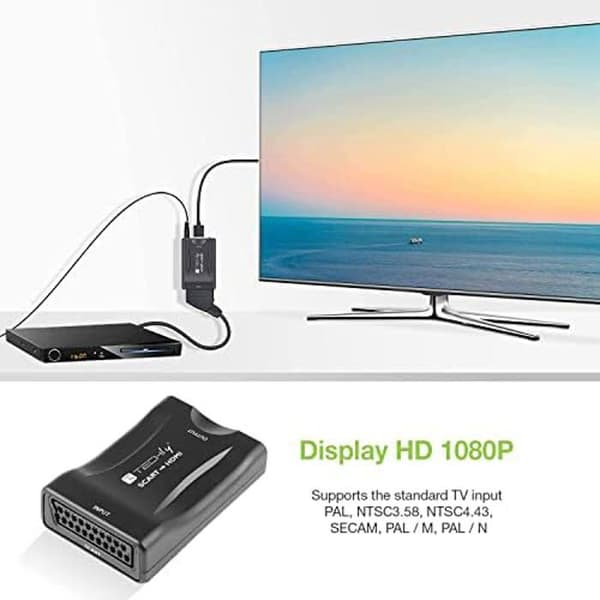 Videokonverterare - TECHLY - Scart till HDMI - 1080p eller 720p HDMI-utgång