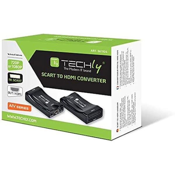 Videokonverterare - TECHLY - Scart till HDMI - 1080p eller 720p HDMI-utgång