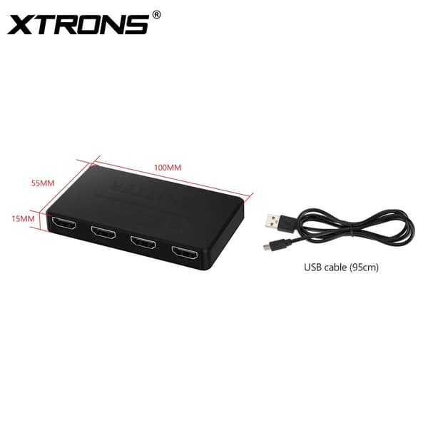 XTRONS HDMI-splitter, 1 ingång 4 utgångar, 4K Ultra-upplösning,1 ingång 4 utgång
