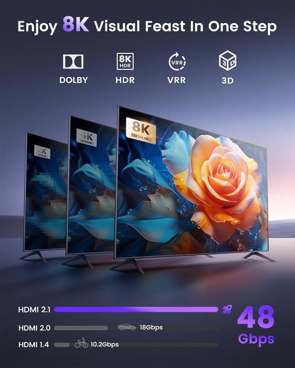 NÖRDIC HDMI 2 til 1 switch 8K60Hz 4K@120Hz med fjernbetjening, aluminium