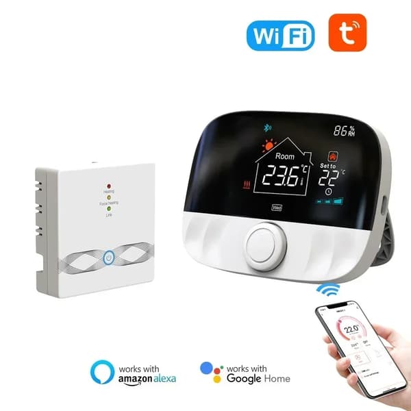 Trådløs Temperaturcontroller, Tuya Smart, Kompatibel med Alexa og Google Home,WIFI, 220-240V