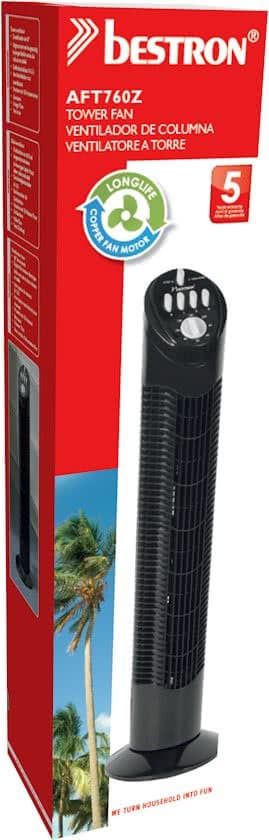 BESTRON Tower Fan Black AFT760Z