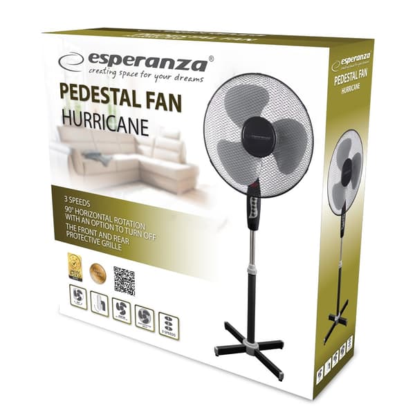 Esperanza EHF001KE Stående ventilator 16", sort og grå
