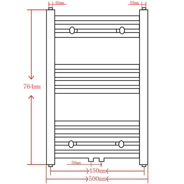 håndklæderadiator 500x764 mm centralvarme lige grå