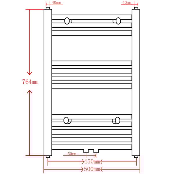 håndklæderadiator centralvarme lige 500x764 mm sort