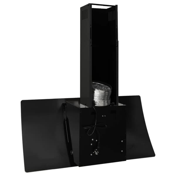 Köksfläkt 90 cm stål och härdat glas svart