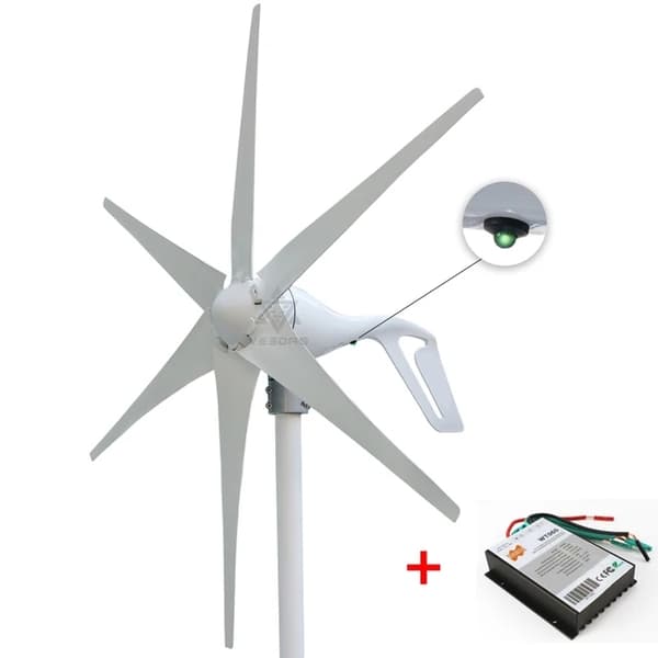 Vindmølle Generator Kit, 400W Effektudgang, PWM Controller, 24V, 6 hvide blade, 400W