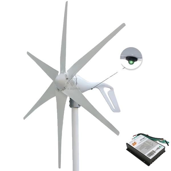 Vindmølle Generator Kit, 400W Effektudgang, PWM Controller, 24V, 6 hvide blade, 400W