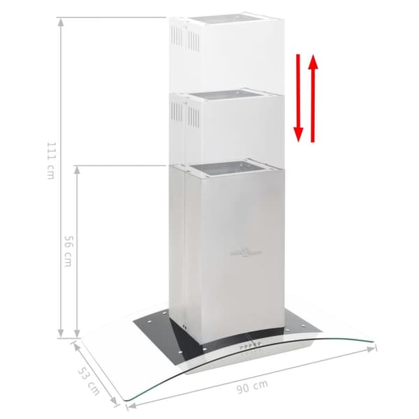 Köksfläkt för köksö 90 cm rostfritt stål 756 m³/tim LED
