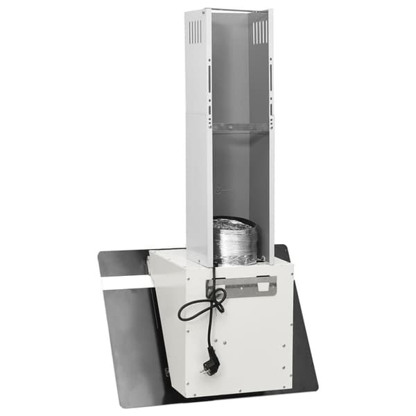 Köksfläkt 60 cm stål och härdat glas vit