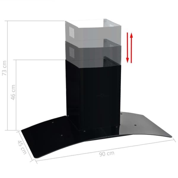 Väggmonterad köksfläkt rostfritt stål 756 m³/h 90 cm svart