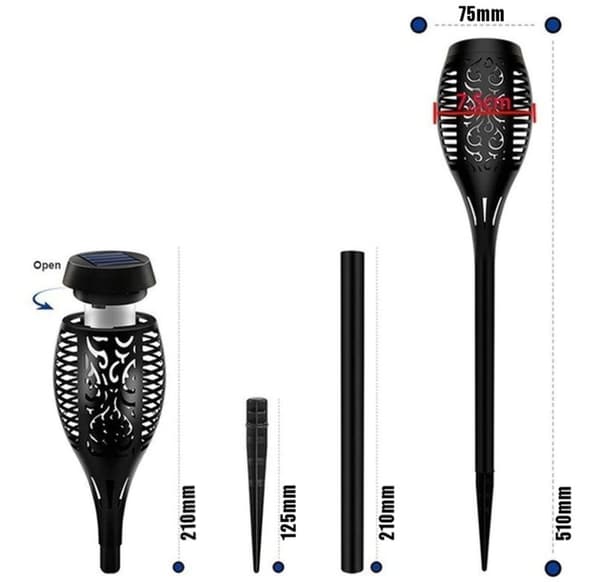 LED solar havelampe, flammelygte