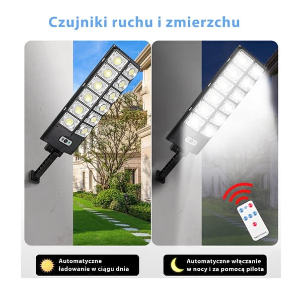 Halogeeninen aurinkokatuvalaisin liike- ja hämärätunnistimella, 1000 W
