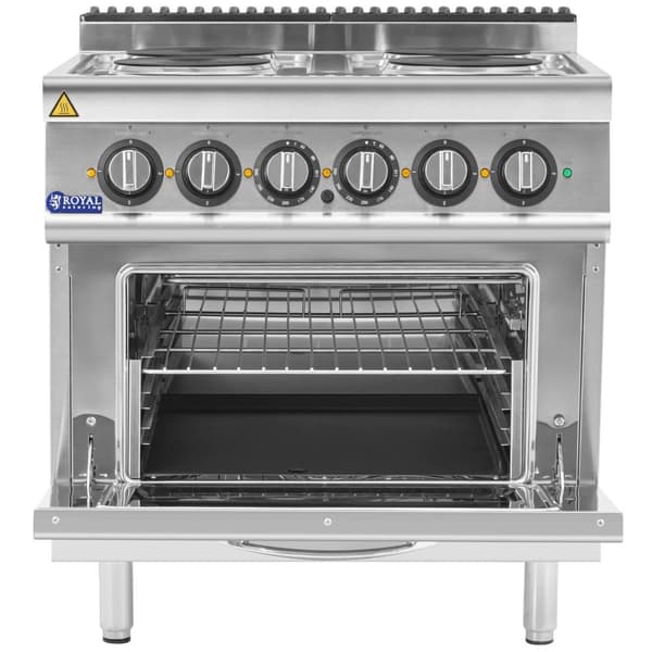 Royal Catering - Elektrisk spis med ugn - 13,9 kW - 4 plattor - 80 x 73 cm - Pro 730-serien