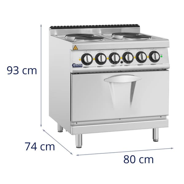 Royal Catering - Elektrisk spis med ugn - 13,9 kW - 4 plattor - 80 x 73 cm - Pro 730-serien