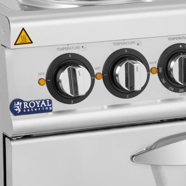 Royal Catering - Elektrisk spis med ugn - 13,9 kW - 4 plattor - 80 x 73 cm - Pro 730-serien