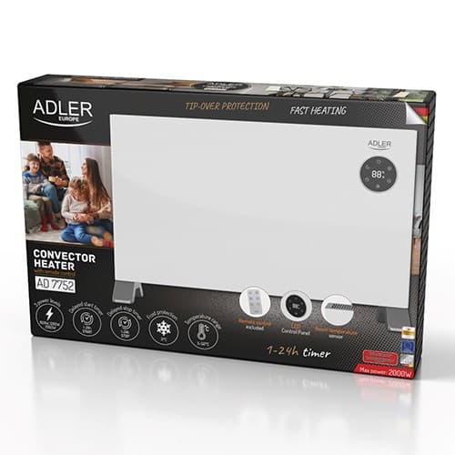 Konvektionsvarmer Adler AD 7752 LCD med fjernbetjening Hvid