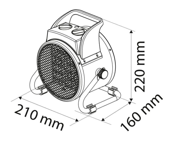 PTC 2kW keramisk elvarmer