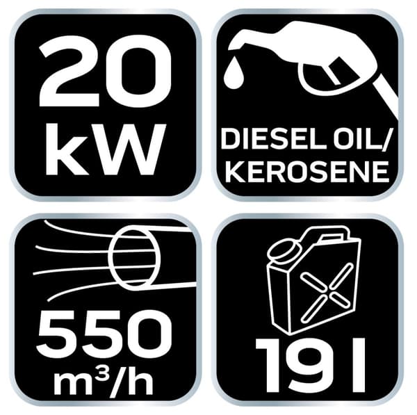 20kW öljynlämmitin, 19l säiliö, ei pyöriä
