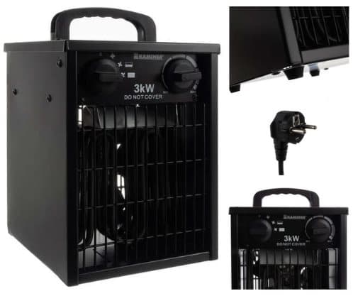 BEMI TEHOKAS LÄMMITIN 3000W FARELKA LÄMMITTIMEN PUHALLIN TERMOSTAATILLA