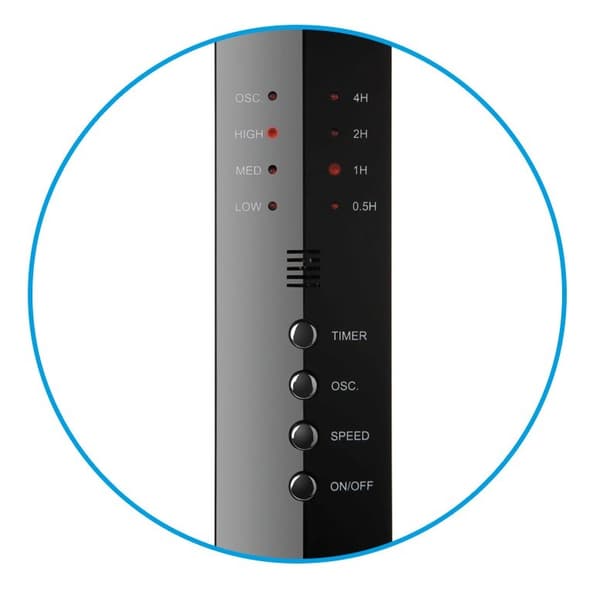 N'OVEEN F455 16"/40 cm stående ventilator med fjernbetjening, Sort