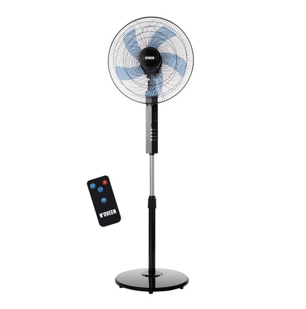 N'OVEEN F455 16"/40 cm stående ventilator med fjernbetjening, Sort