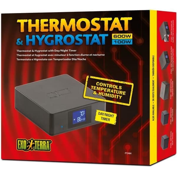 EXO TERRA Terraariotermostaatti ja hygrostaatti - ajastimella - päivä- ja yötoiminto - 600W