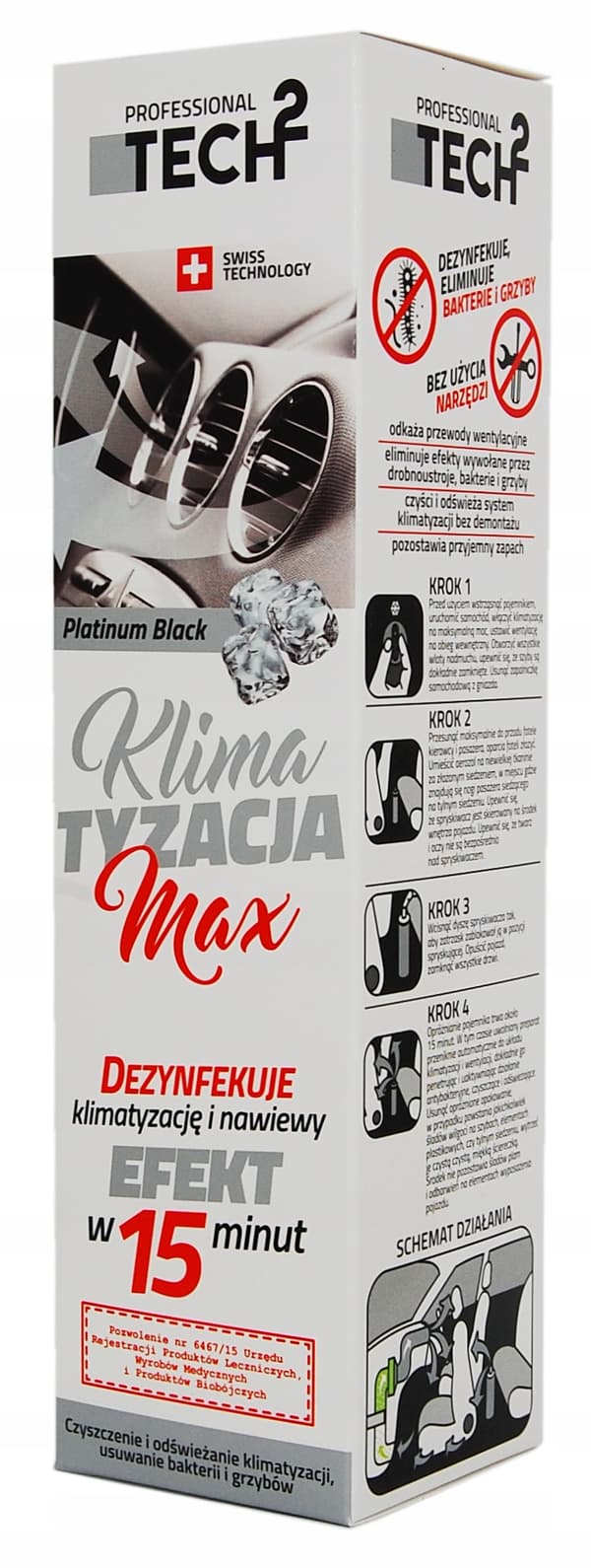 Platinum Black -ilmastointilaitteiden desinfiointiaine 15 min