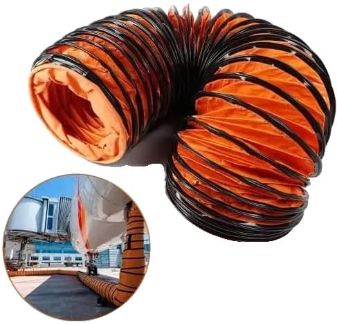 Ventilationsslange, 5 Meter, Fleksibelt Design, Flammehæmmende PVC,Appelsin