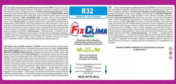 PÅFYLLNINGSSATS FÖR HEMLUCHTKONDITIONERING R32 KÖLDMEDEL FIXCLIMA