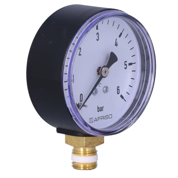 Varmemanometer RF 63 RAD, fi 63 mm, 0-6 bar, 1/4 tomme radius, kl. 2,5 lodret