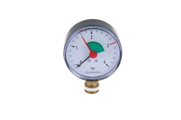 Varmemanometer HZ 63 RAD, fi 63 mm, 0-4 bar, 3/8 tommer radius, kl. 2,5 lodret