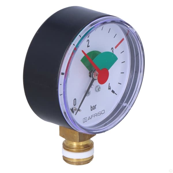 Varmemanometer HZ 63 RAD, fi 63 mm, 0-4 bar, 3/8 tommer radius, kl. 2,5 lodret