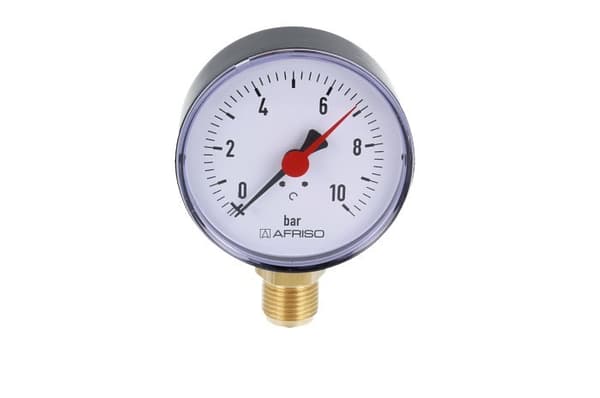 Varmemanometer RF 80 RAD, fi 80 mm, 0-10 bar, 1/2 tomme radius, kl. 2,5 lodret