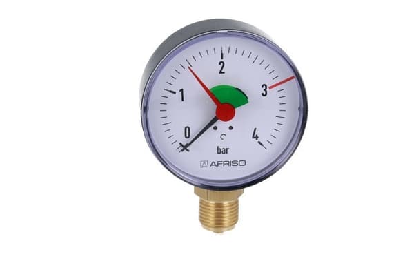 Värmemanometer HZ 80 RAD, fi 80 mm, 0-4 bar, 1/2 tum radian, kl. 2,5 vertikal