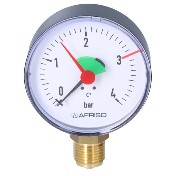 Värmemanometer HZ 80 RAD, fi 80 mm, 0-4 bar, 1/2 tum radian, kl. 2,5 vertikal