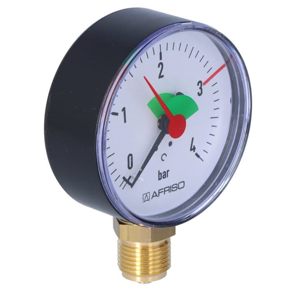 Värmemanometer HZ 80 RAD, fi 80 mm, 0-4 bar, 1/2 tum radian, kl. 2,5 vertikal