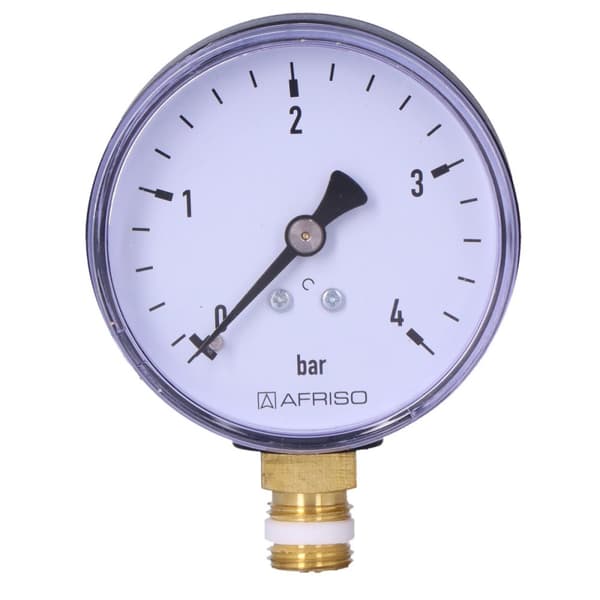 Varmemanometer RF 63 RAD, fi 63 mm, 0-4 bar, 1/4 tomme radius, kl. 2,5 lodret