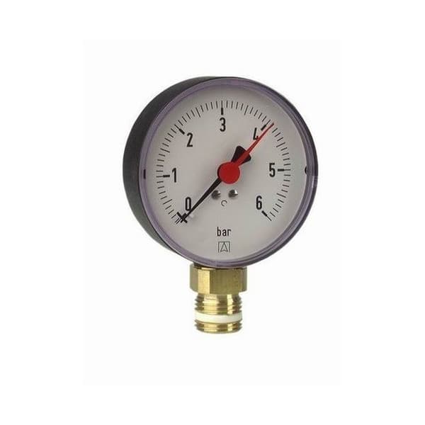 Varmemanometer RF 100 RAD, fi 100 mm, 0-6 bar, 1/2 tomme radius, kl. 2,5 lodret
