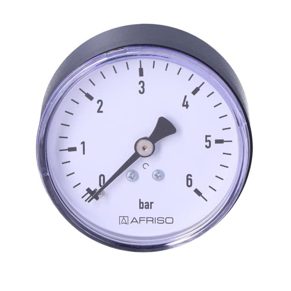 Varmemanometer RF 63 AX, fi 63 mm, 0-6 bar, 1/4 tomme akse, klasse 2,5 vandret