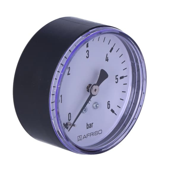 Varmemanometer RF 63 AX, fi 63 mm, 0-6 bar, 1/4 tomme akse, klasse 2,5 vandret