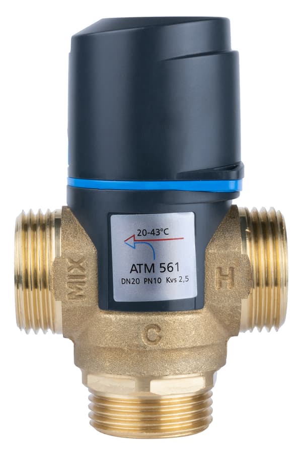 Termostatisk blandeventil ATM 561 DN20, G 1 tomme, temperaturområde 20-43 grader C, Kvs 2,5